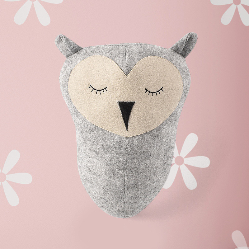 Wall Decor Elephant Giraffe Animal Head Wall Mount Decoration Hang Mural Stuffed Plush Toy Girl Room Decoration 230131