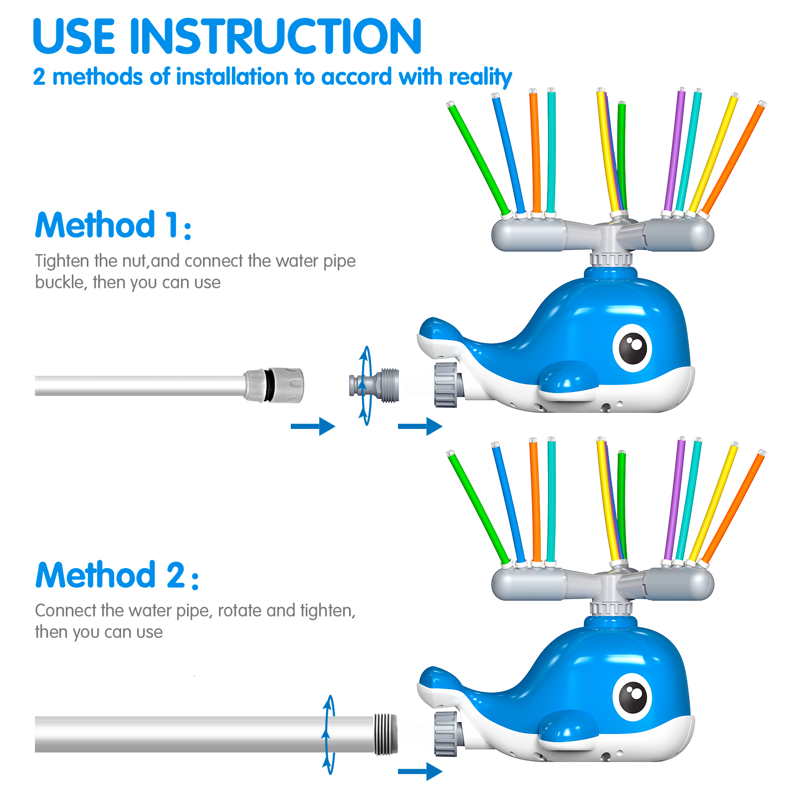 Bath Toys Splash Whale Yard Water Play Spinning Whale Toy Lawn Sprinkler for Kids Gift Summer Outdoor Fun Sports Sprinkler Toys Bath Toys 230131