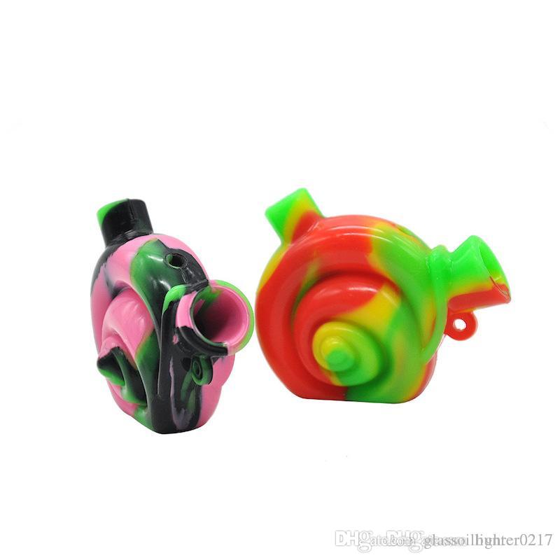 Travel Bong Snail Shape Silicone Water Pipe Non-toxic Food-Grade Silicone Dab Rig Portable Oil Rigs Silicone Blunt Bubbler Water BongsTravel