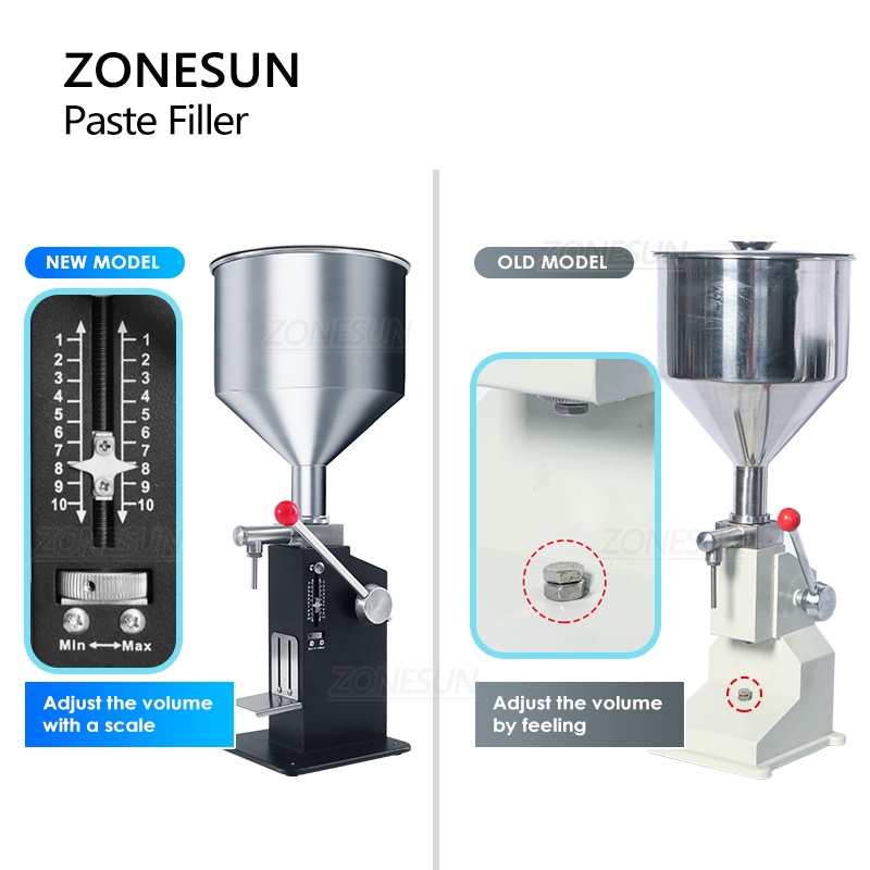 ZONESUN Honey Filling Machine Manual Liquid Paste Bottle Filler Cosmetic Cream Pasta Sauce Peanut Butter Food Packaging ZS-MGT1S