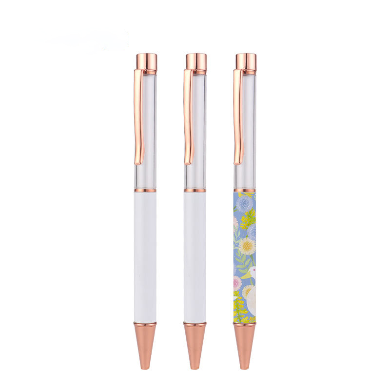 Sublimation Empty Tube DIY Ballpoint Pens Blank Heat Transfer Pen Metal DIY Snow Globe pen Sublimation Ballpoint Pen with Solid Color Clip for Office 