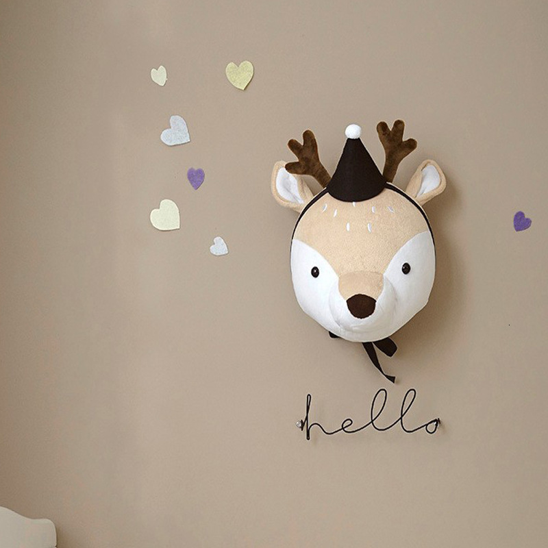 Wall Decor Kids Room Decoration Elephant Deer Unicorn 3D Animal Head Wall Hanging Decor For Children Nursery Room Decoration Baby Girl Gift 230131