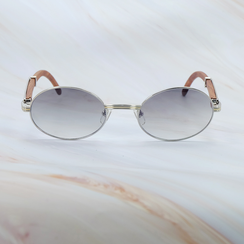 Classic Carter Men Wood Frame Brand Sunglasses Oval Designer Glasses Round Wooden Shades Eyewear