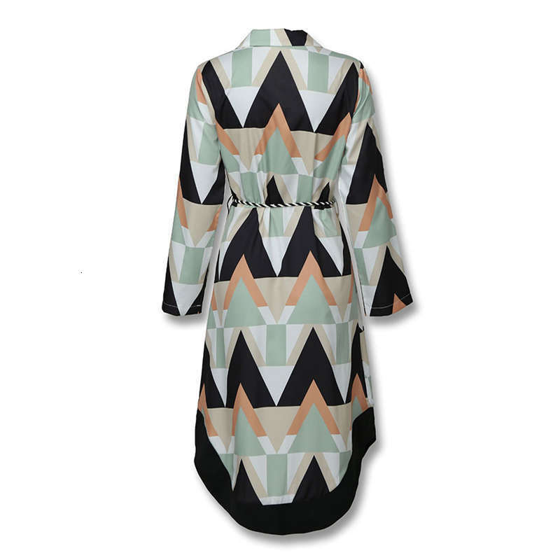 Casual Dresses Hirigin Women's Shirt Dress Spring Autumn Lady Cover Up Wave Print Long Sleeve V-Neck Casual Loose Holiday Midi Dress Sundress 230