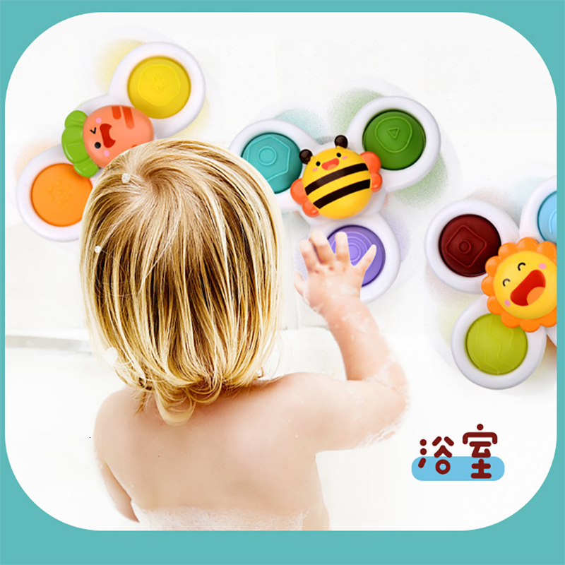 Bath Toys 3pc Boy Children Bathing Sucker Spinner Suction Cup Animal Swimming Toy Baby Bath Toys For Kids Funny Child Rattles Teether 230131