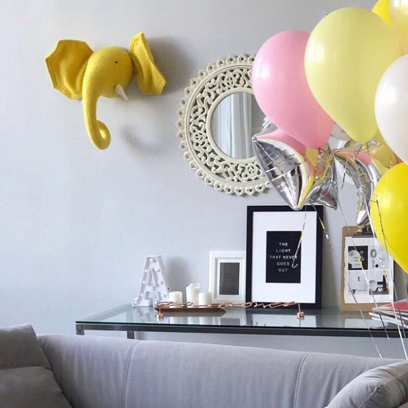 Wall Decor Zebra/Elephant/Giraffe 3D Animal Head Wall Mount Children Stuffed Toys Kids Room Wall Home Decoration Accessories Birthday Gifts 230131