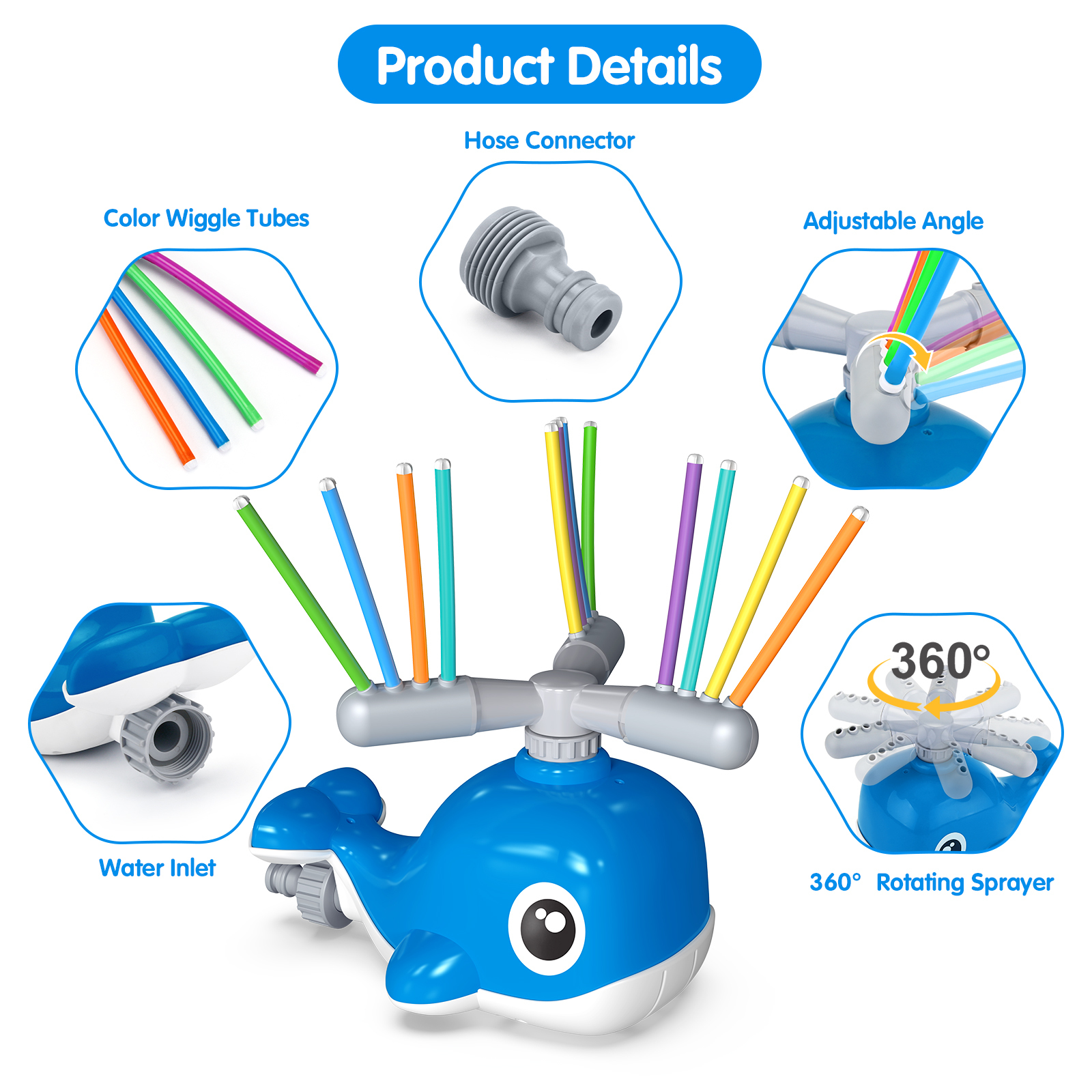 Bath Toys Splash Whale Yard Water Play Spinning Whale Toy Lawn Sprinkler for Kids Gift Summer Outdoor Fun Sports Sprinkler Toys Bath Toys 230131