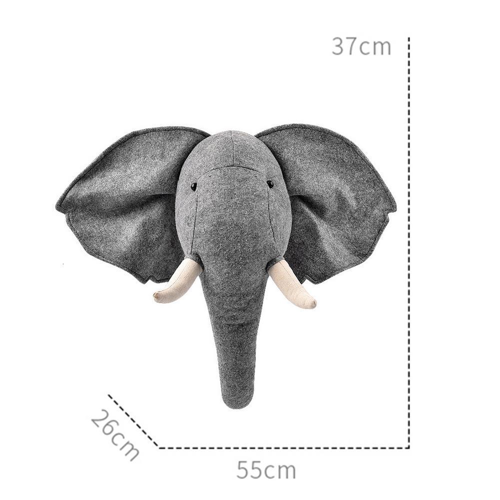 Wall Decor 3D Cute Elephant Animal Head Wall Mount Decoration Hang Mural Stuffed Toy Nordic Home Room Nursery Kindergarten Artwork Decor 230131