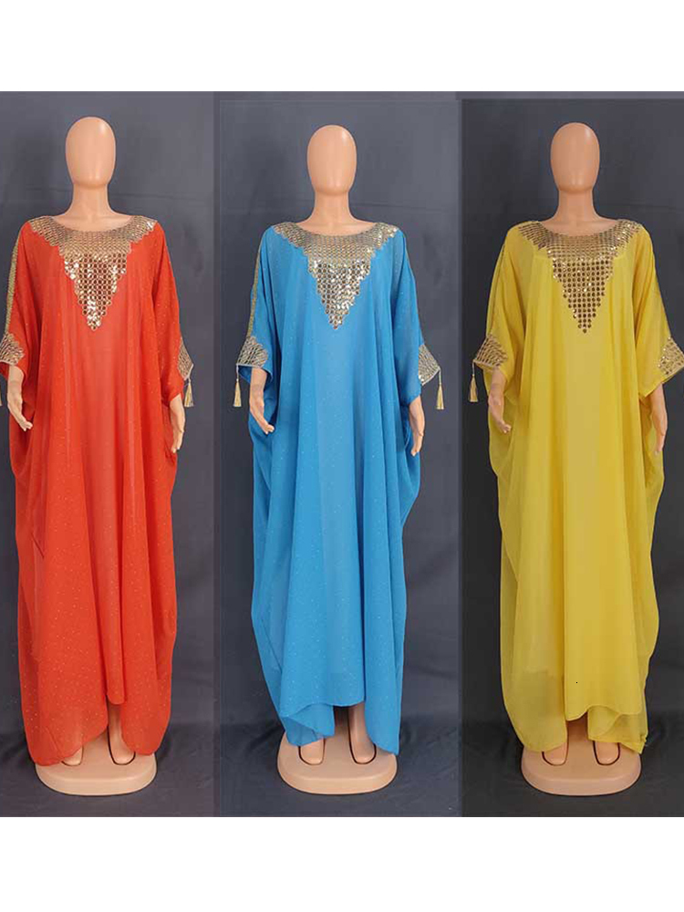 Ethnic Clothing Ethnic Clothing Turkey Muslim Abaya Women Dress Set 2 Piece Chiffon Sequins Bat Sleeve Oversized Gown Dresses Dubai Arab Morocco Cafta