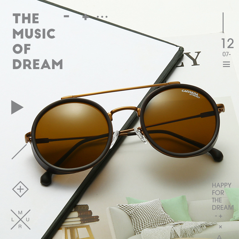 Sunglasses Classic Round Brown Steam punk Men Women Vintage Retro Driving Fishing Eye Glasses Eyewear gafas de sol hombre 230201