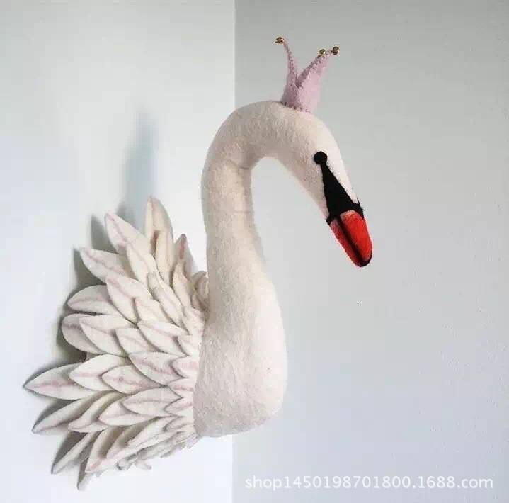 Wall Decor INS Felt Animal Head Wall Decor Plush Toys Giraffe Elephant Nursery Wall Hanging Felt Handmade Head Children Girl Room Decor 230131