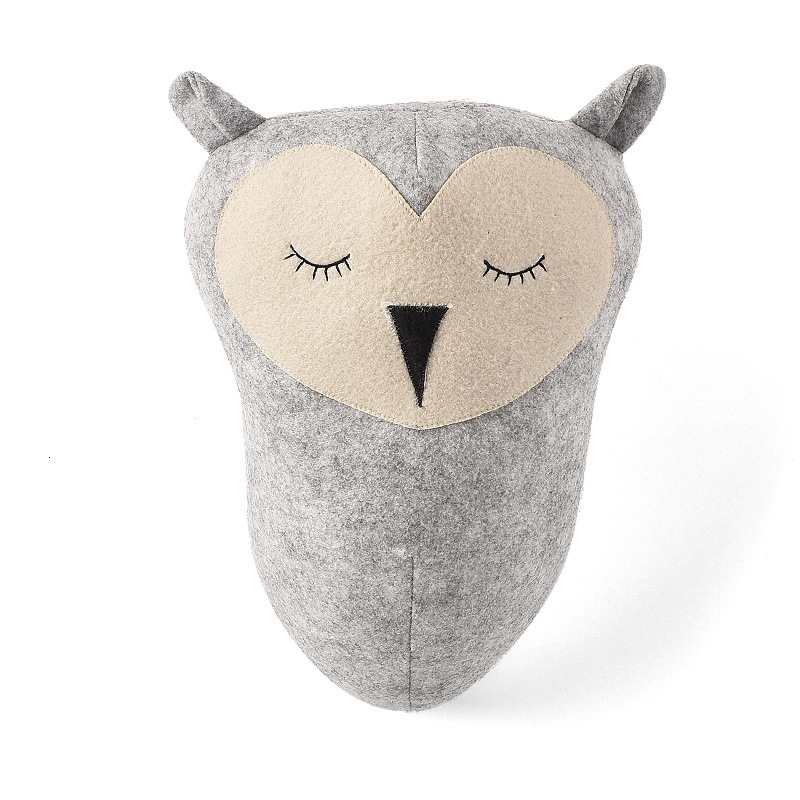 Wall Decor Elephant Giraffe Animal Head Wall Mount Decoration Hang Mural Stuffed Plush Toy Girl Room Decoration 230131