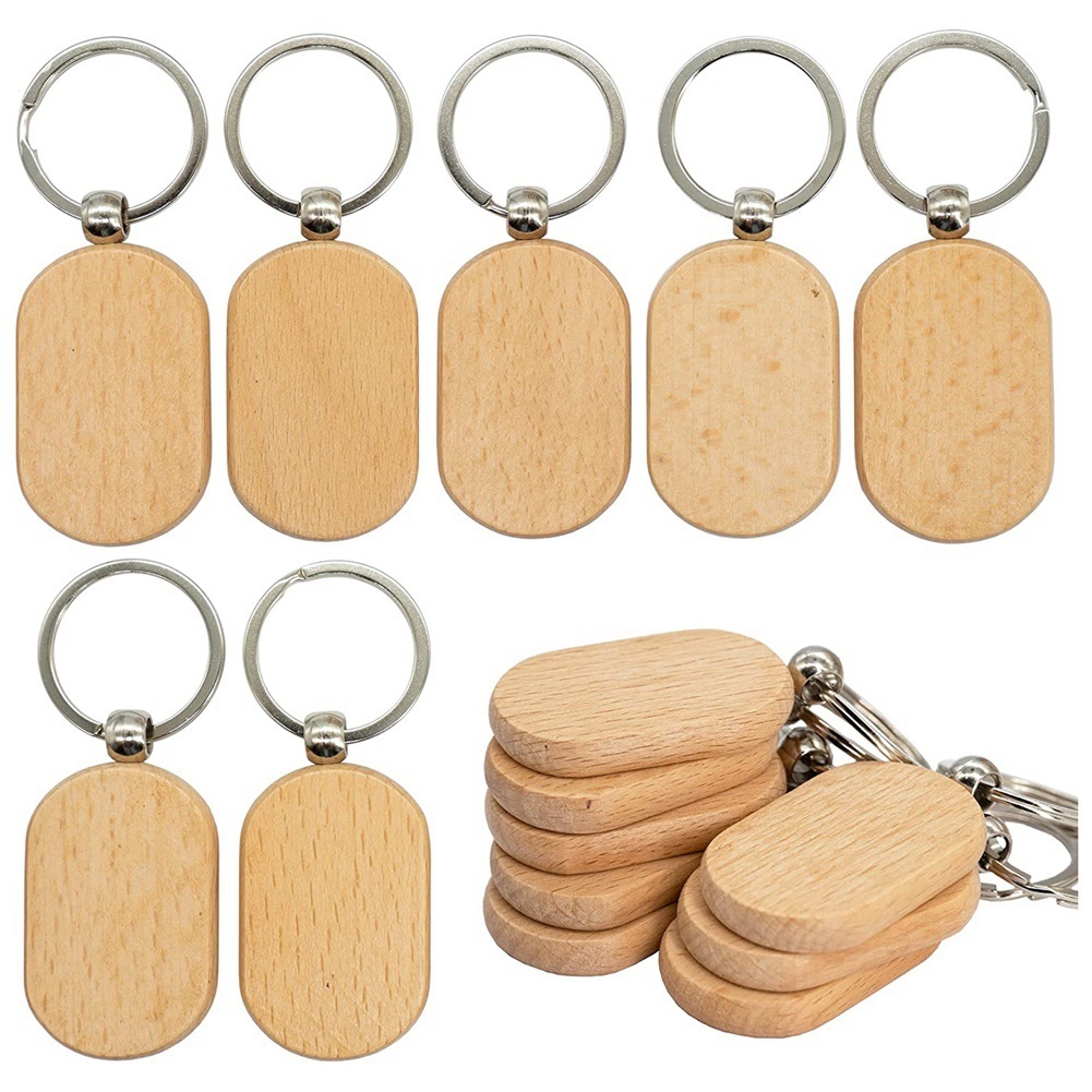 Keychains Lanyards 20 Pcs Blank Wooden Tag Diy Engraving Blanks 230131