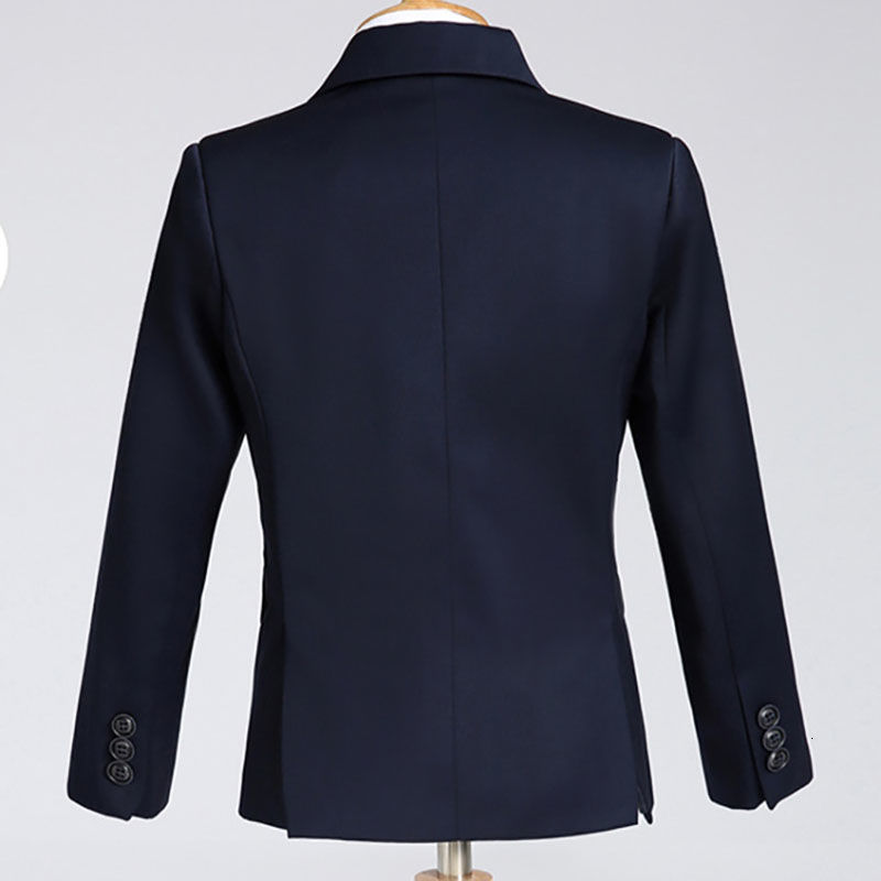 Suits Boys Formal Black Navy Suit Set Children Wedding Party Piano Performance Host Graduation Chorus Costume Kids Blazer Vest Pants 230131