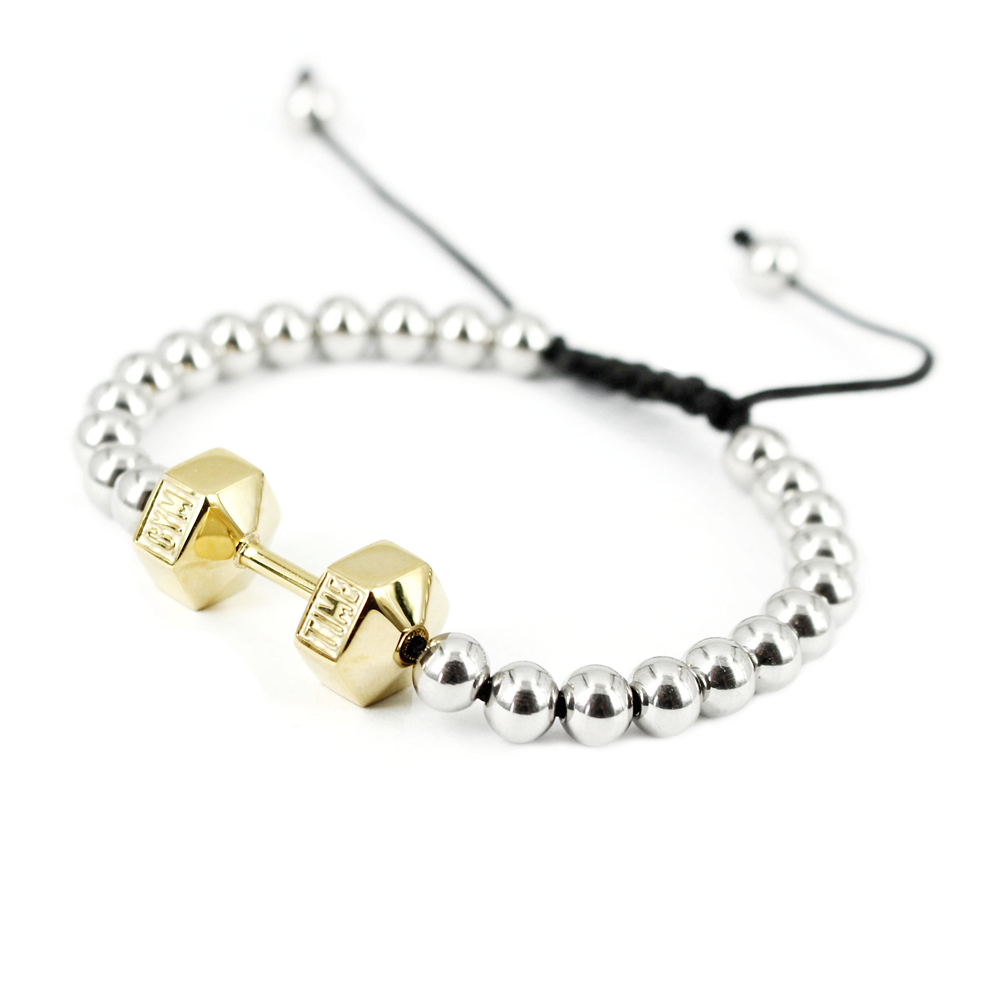 Hip Hop Stainless Steel Barbell Beaded Bracelets Titanium Steel Adjustable Length Sport Bangle
Hip Hop Stainless Steel Barbell Beaded Bracelets Titanium Steel Adjustable Length Sport Bangle