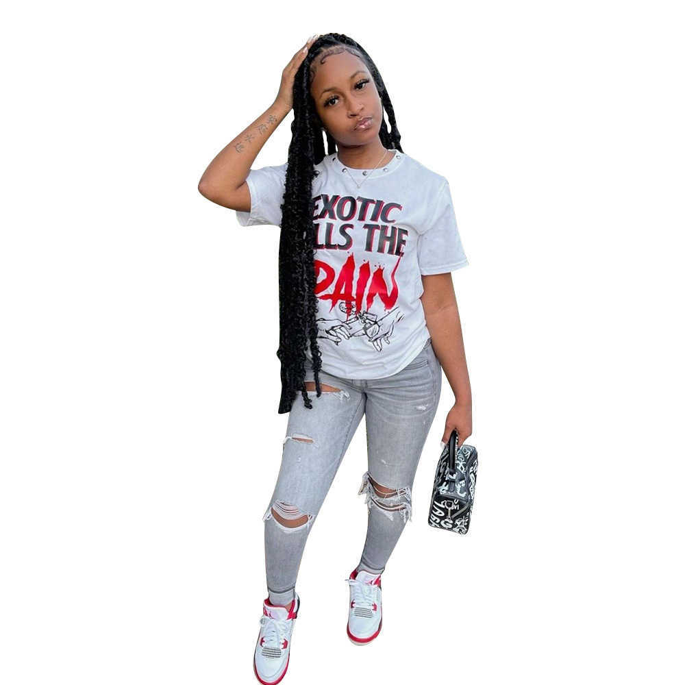 Women's T Shirt 2023 summer fashion shirts sports leisure letter printed women's Short Sleeve T-Shirt