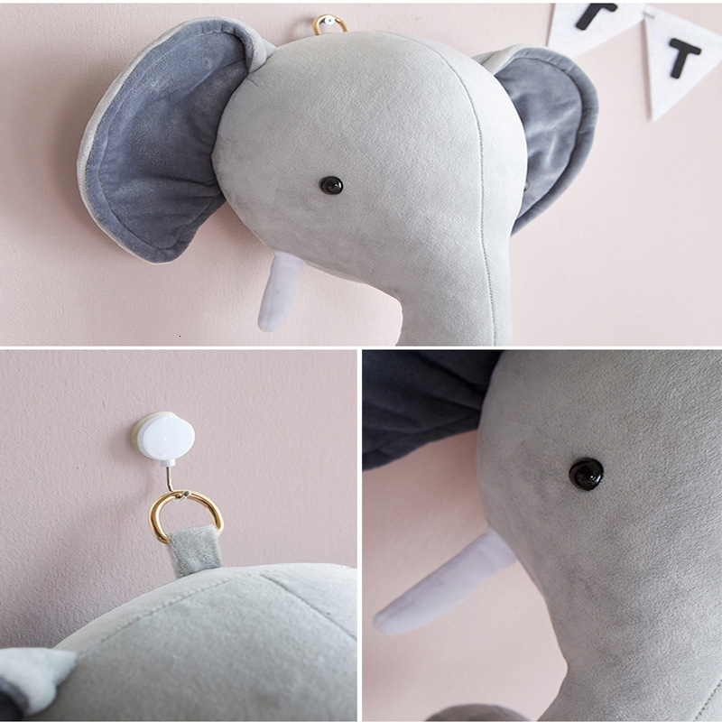 Wall Decor Kids Room Decoration Elephant Deer Unicorn 3D Animal Head Wall Hanging Decor For Children Nursery Room Decoration Baby Girl Gift 230131