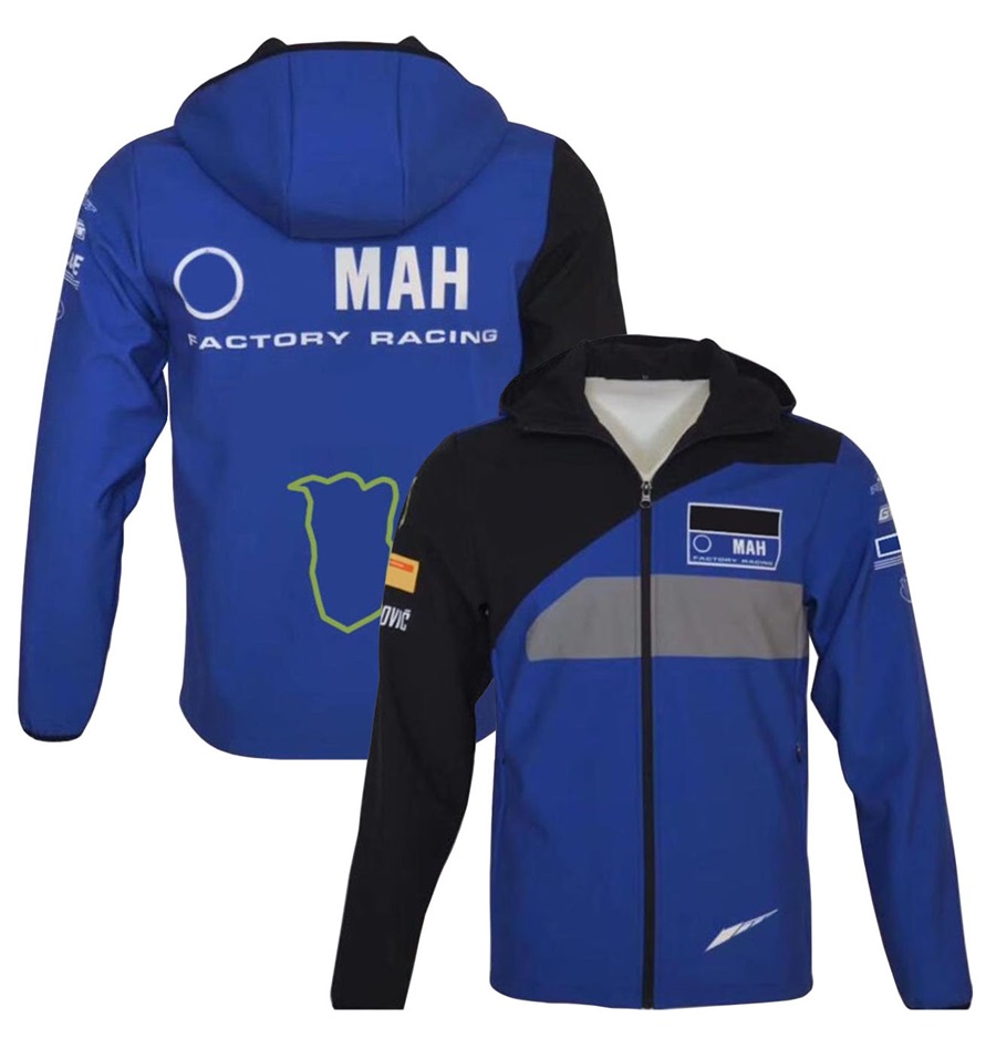 2025 new Moto Racing Team Hoodie Motorcycle Ride Blue Keep Warm Jackets Zip Fleece Sportswear Motocross Men's Windproof Zipper Jack