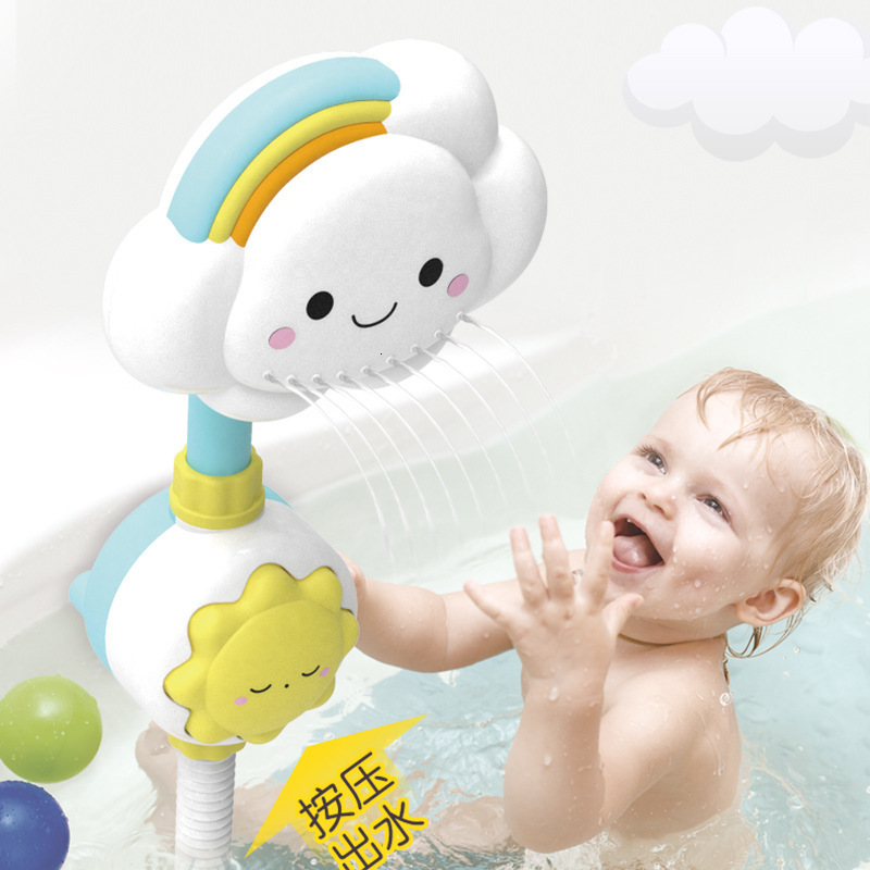 Bath Toys Baby Bath Toys Cloud Bathtub Showers Bathing Spouts Suckers Folding Faucet Children Bath Toys Cute Spray Shower Kids Gift 230131