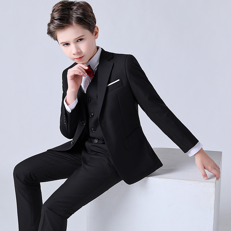 Suits Formal Boys Dress Suit Flower Spring Autumn Child Wedding Party Performance Costume Kids Blazer Vest Pants Clothes Set 230131