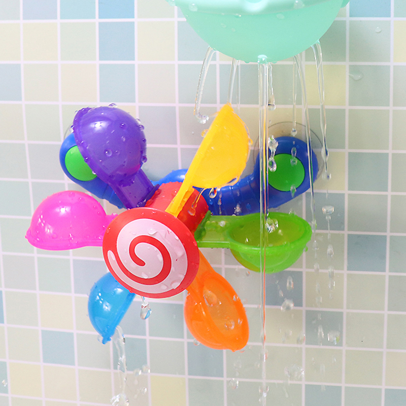 Bath Toys Baby Bath Toys Colorful Waterwheel Bathing Sucker Bathtub Water Spray Play Set Shower Sprinkler Toy For Kids Toddler Children 230131