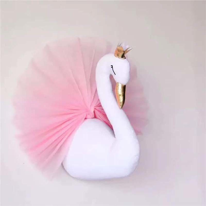 Wall Decor Kids Room Decoration 3D Animal Heads Swan Wall Hanging Decor For Children Room Nursery Room Decoration Soft Install Game House 230131