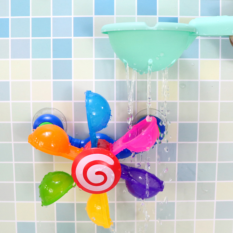 Bath Toys Baby Bath Toys Colorful Waterwheel Bathing Sucker Bathtub Water Spray Play Set Shower Sprinkler Toy For Kids Toddler Children 230131