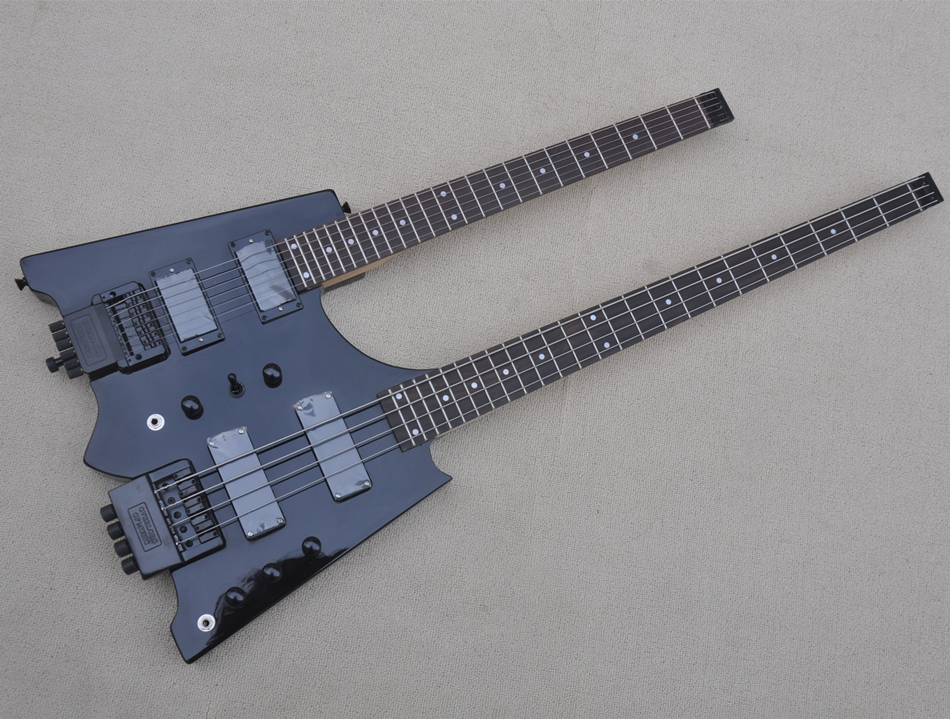 Electric Guitar Black Double Neck Headless 4 and 6 Strings Bass Guitar with Black Hardware Rosewood Fingerboard can be customize
Electric Guitar Black Double Neck Headless 4 and 6 Strings Bass Guitar with Black Hardware Rosewood Fingerboard can be customize