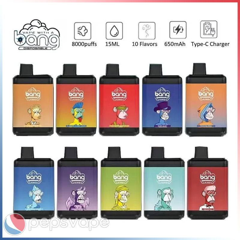 Bang King 8000 Puffs Original E Cigarette Disposable Rechargeable Vape Pen Device 650mah 15ml Cartridges pod Mesh Coil 10 Flavors 0% 2% 3% 5% xxl puff
Bang King 8000 Puffs Original E Cigarette Disposable Rechargeable Vape Pen Device 650mah 15ml Cartridges pod Mesh Coil 10 Flavors 0% 2% 3% 5% xxl puff
