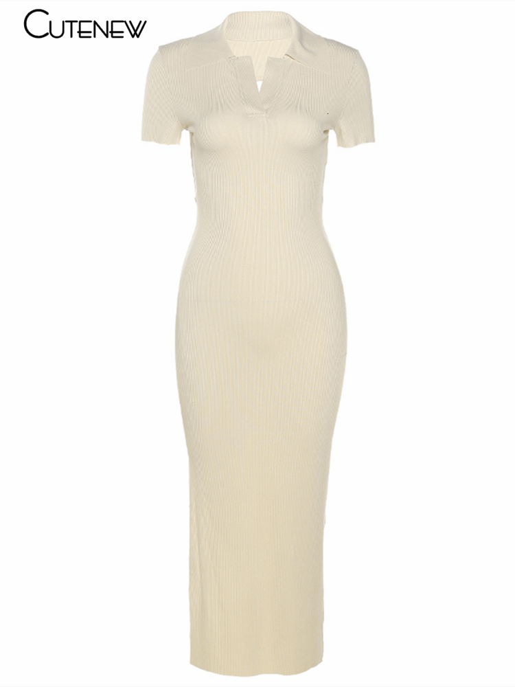 Casual Dresses Cute Elegant Knitted Short Sleeve Bodycon Maxi Dress Women Summer Sexy Backless Bandage Streetwear Solid Stretch Lady Dresses 230131