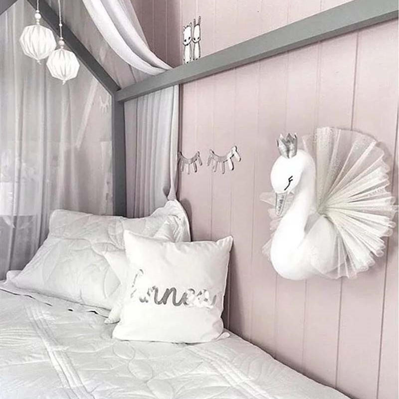 Wall Decor Kids Room Decoration 3D Animal Heads Swan Wall Hanging Decor For Children Room Nursery Room Decoration Soft Install Game House 230131