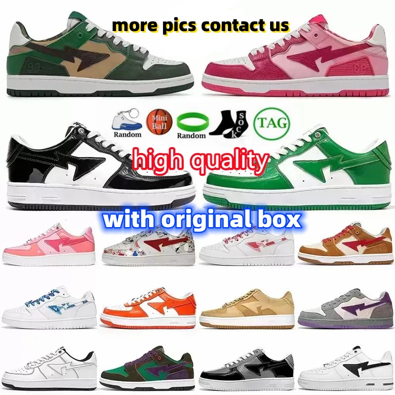 

With box casual shoes Bapestas Designer camo bapesta run shoe black white green red orange camouflage men women trainers sports sneakers classic platform shoe Abc