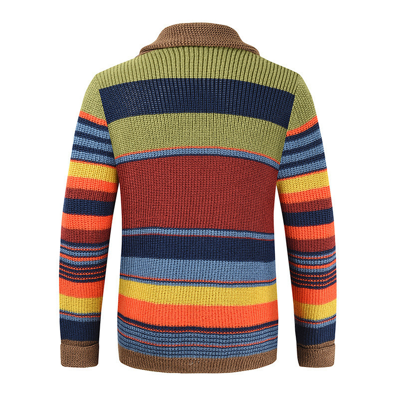 Mens Sweaters Knitted Cardigan Jacket Autumn And Winter Lapel Spell Color 230131