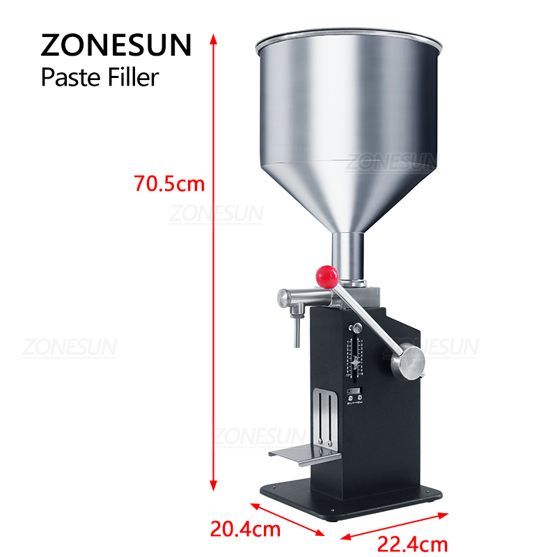 ZONESUN Honey Filling Machine Manual Liquid Paste Bottle Filler Cosmetic Cream Pasta Sauce Peanut Butter Food Packaging ZS-MGT1S