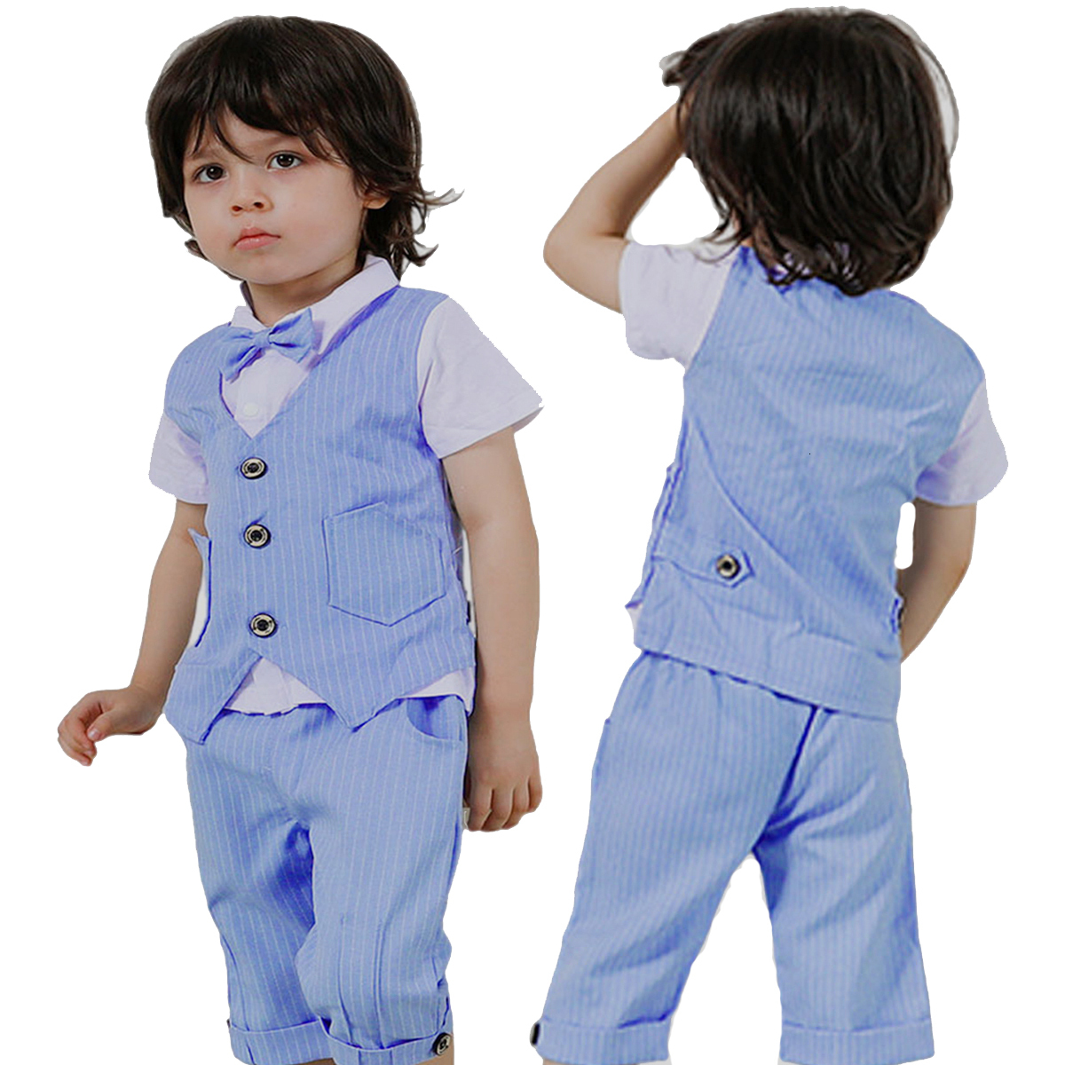 Suits Baby Boys Clothing Set Infant Gentleman Outfit Top Shorts Baptism Wedding Birthday Gift Costume 2PCS Kids Summer Clothes Suit 230131