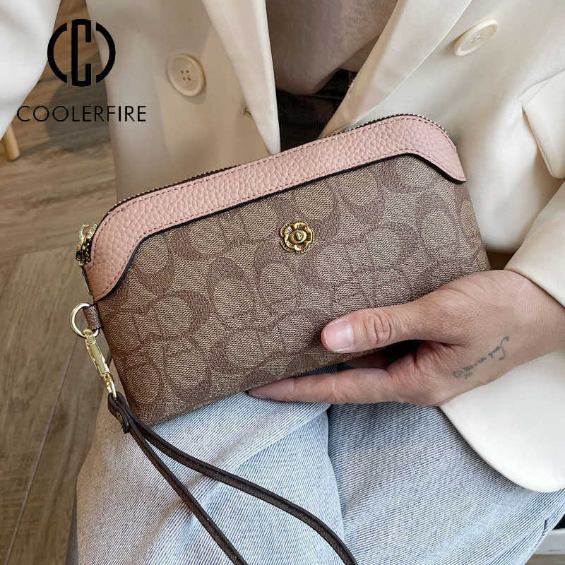 Wallets 2022 Fashion Women's Handbag One Shoulder Crossbody Bag Mobile Holders Clutch s Money Clips Zipper PJ2004 Y2301