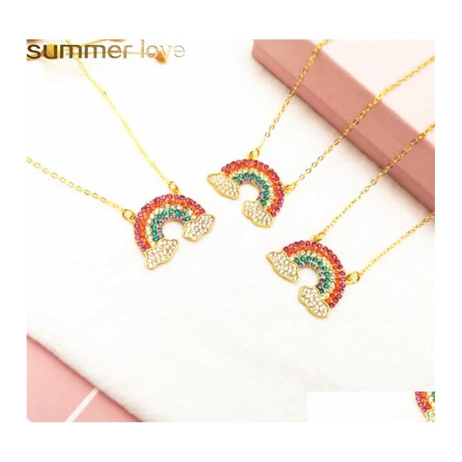Pendant Necklaces Crystal Rainbow Necklace Mticolored Fashion Gold Chain Women Jewelry Gift High Quality Drop Delivery Pendants Otpak
Pendant Necklaces Crystal Rainbow Necklace Mticolored Fashion Gold Chain Women Jewelry Gift High Quality Drop Delivery Pendants Otpak