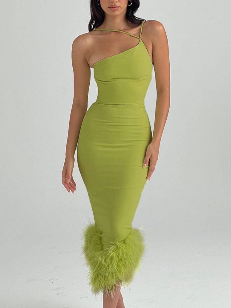 Casual Dresses Mozision Elegant One Shoulder Feather Bottom Midi For Women Robe Summer Sleeveless Bodycon Long Clubwear 230131, Green
Casual Dresses Mozision Elegant One Shoulder Feather Bottom Midi For Women Robe Summer Sleeveless Bodycon Long Clubwear 230131, Green