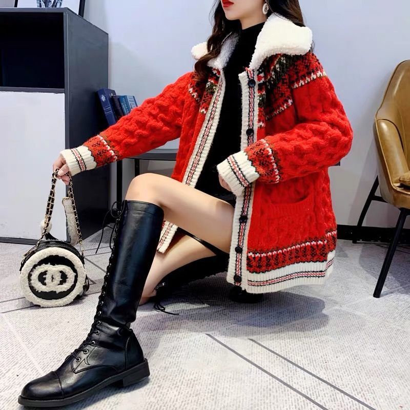 Women's Jackets Red Christmas Coats Girls Students Loose Knitted Cardigan Sweaters Warm Plush Winter Spring Women Casual Sweater Female Overcoat 230202, Green
Women's Jackets Red Christmas Coats Girls Students Loose Knitted Cardigan Sweaters Warm Plush Winter Spring Women Casual Sweater Female Overcoat 230202, Green