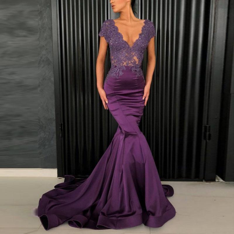 Party Dresses Long Evening Mermaid Lace Appliques Cap Sleeves Illusion Top Satin Prom Dress Formal Gowns Vestido De Festa, Navy blue
Party Dresses Long Evening Mermaid Lace Appliques Cap Sleeves Illusion Top Satin Prom Dress Formal Gowns Vestido De Festa, Navy blue