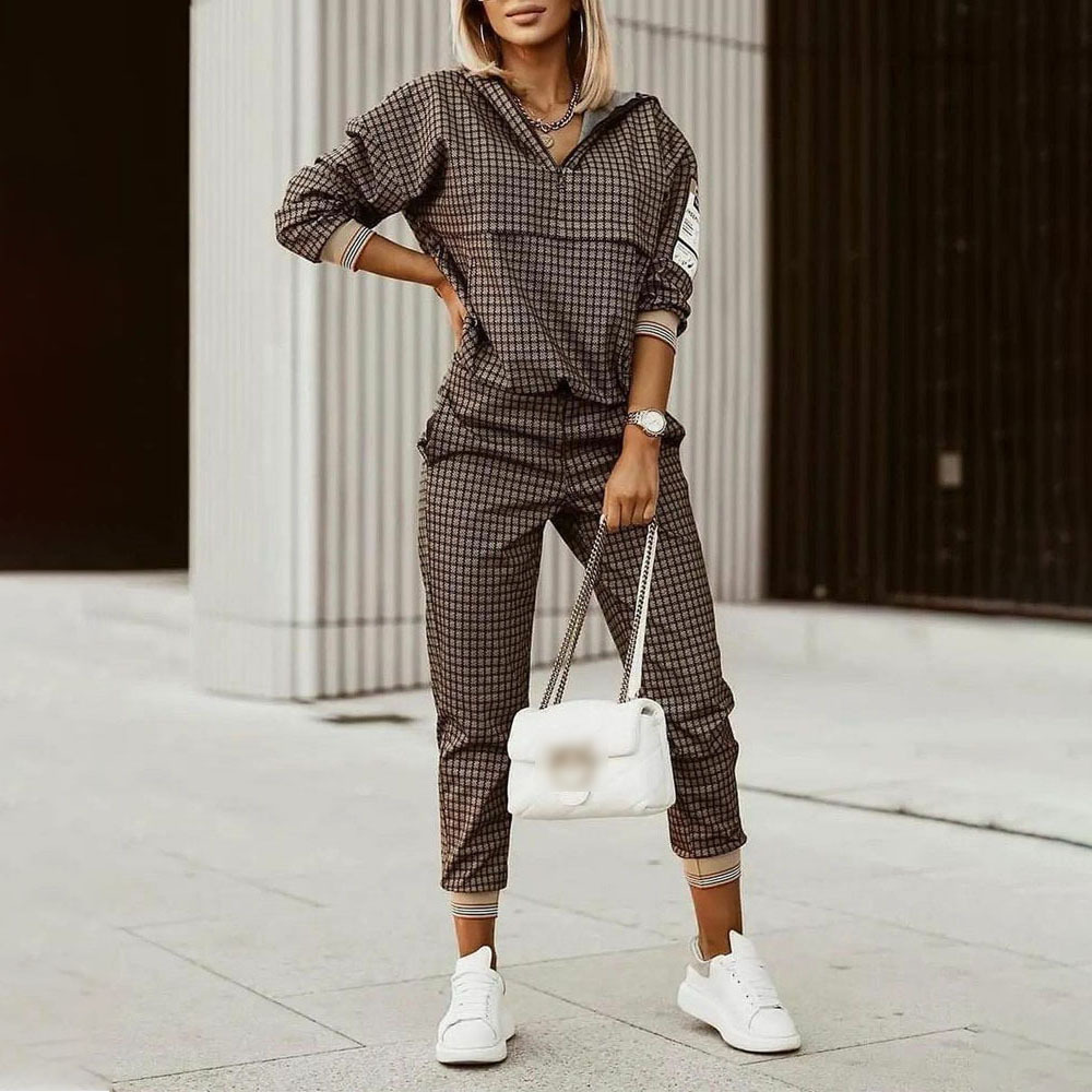 Womens Two Piece Sets New designer brand printed long-sleeved trousers suit High quality sweater suit