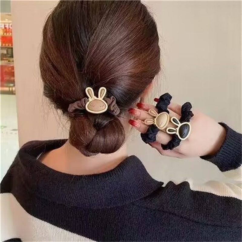 Rabbit Ear Head band South Korea's new headband net red ular elastic rope high horsetail small intestine loop hair accessories Hair Pins X250903