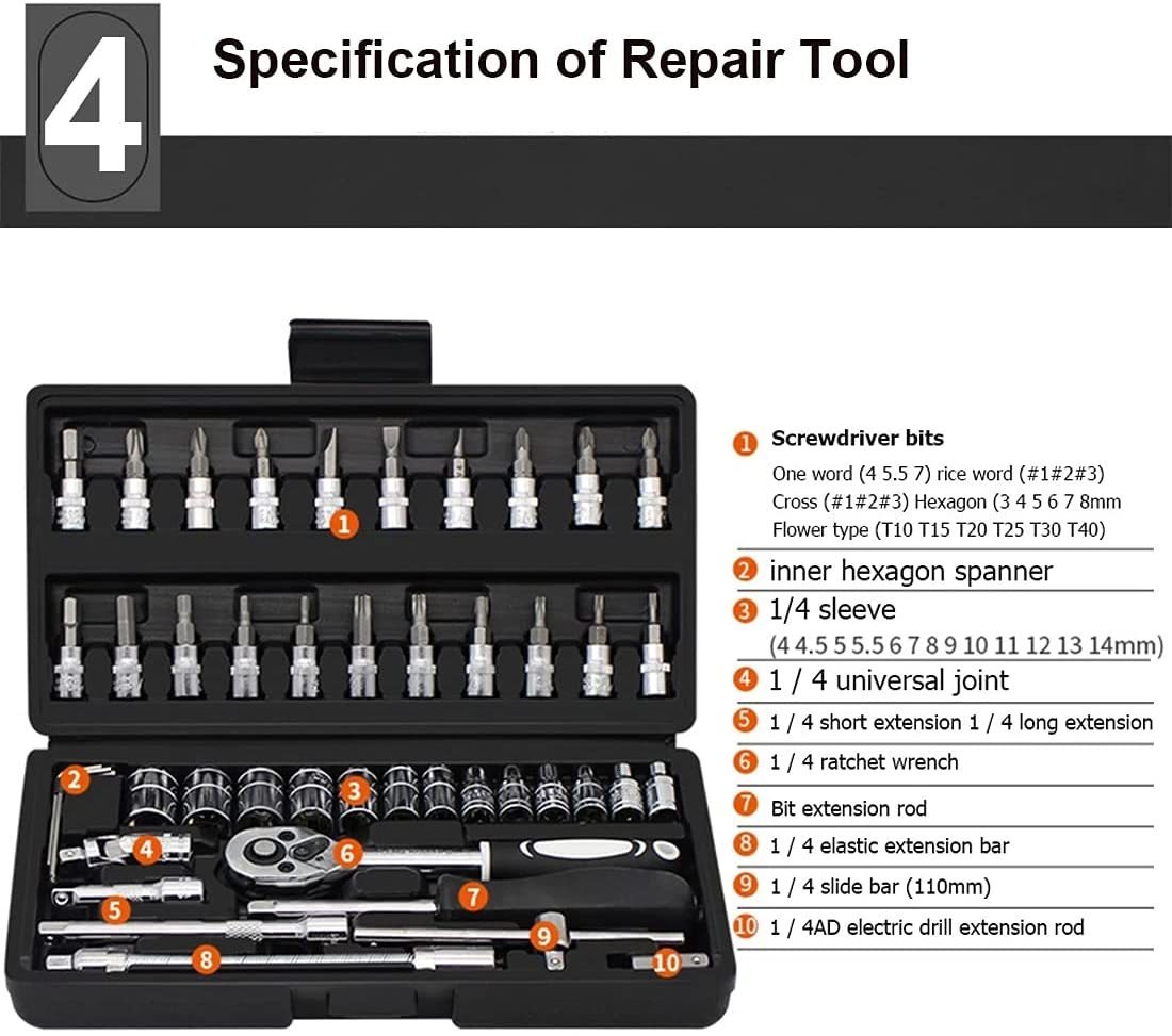 Other Hand Tools PcsSet Multifunctionl Ratchet Wrench Set Professional Mechanic Repair Combination Kit with Carry Case for Auto 230201 - view 6