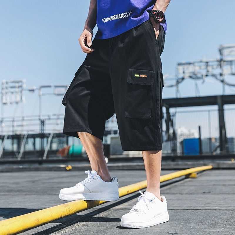 Men's Shorts Casual for Men Summer Black Fashion Cropped Trousers Mens Gym Thin Thickness Polyester Both Sides Bigger Pockets Y2302