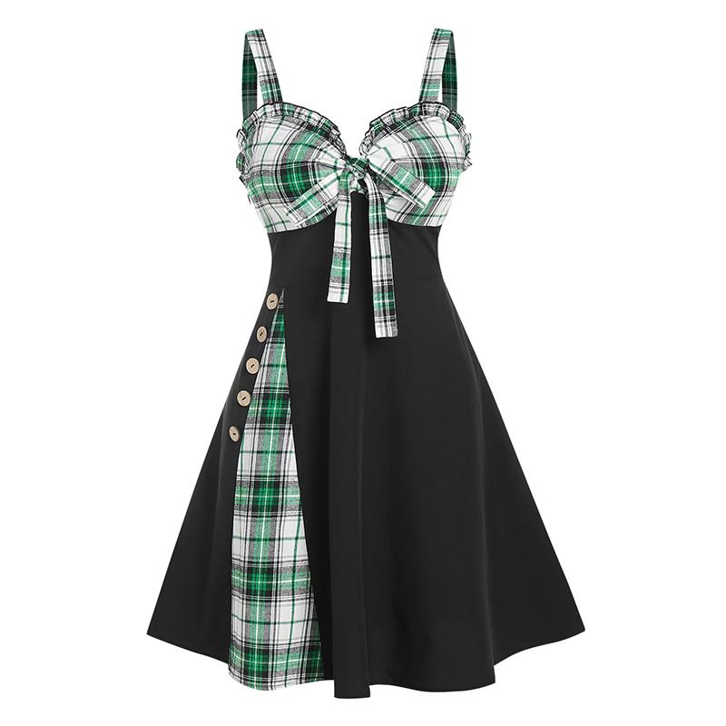 Casual Dresses Fashion Patchwork Ruffled Fit And Flare Plaid Bowknot Mini Dress Sweetheart Neck Sexy 2023, Black
Casual Dresses Fashion Patchwork Ruffled Fit And Flare Plaid Bowknot Mini Dress Sweetheart Neck Sexy 2023, Black