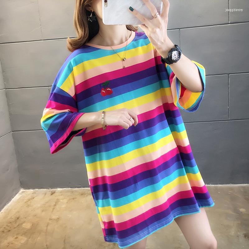 Women's T Shirts Summer Cotton Women Tees Short-sleeved Striped Ladies Casual Loose Plus Size Cherry Embroidered Tops Jose22, Blue
Women's T Shirts Summer Cotton Women Tees Short-sleeved Striped Ladies Casual Loose Plus Size Cherry Embroidered Tops Jose22, Blue