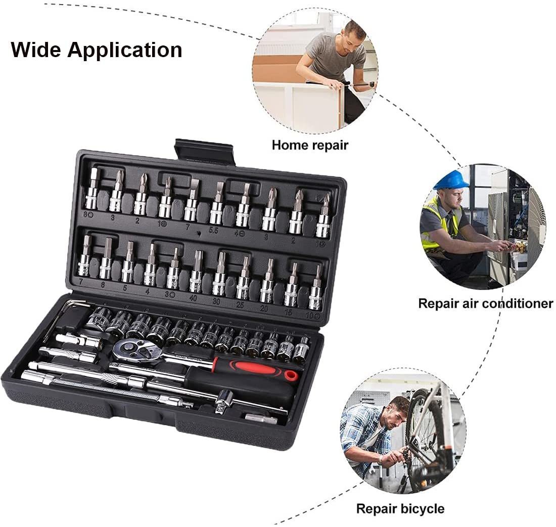 Other Hand Tools PcsSet Multifunctionl Ratchet Wrench Set Professional Mechanic Repair Combination Kit with Carry Case for Auto 230201 - view 3