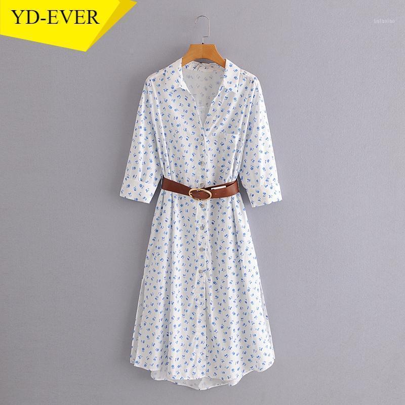 Casual Dresses Autumn Fashion Women Flowers Print Shirt Dress Long Sleeve Office Ladies Midi With Belt 3A13, White
Casual Dresses Autumn Fashion Women Flowers Print Shirt Dress Long Sleeve Office Ladies Midi With Belt 3A13, White