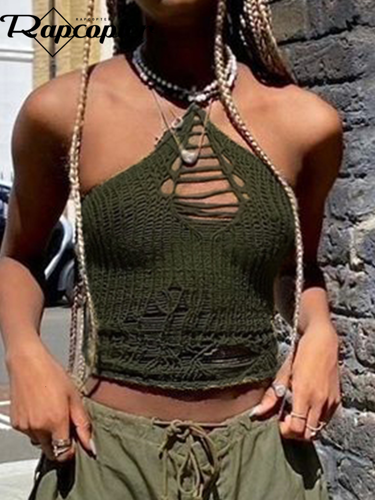 Women's Tanks Camis Rapcopter y2k Hollow Out Halter Top Green Knitted Backless Sexy Mini Vest Retro Fashion Crop Women Summer Beach Sweats 90s 230202
Women's Tanks Camis Rapcopter y2k Hollow Out Halter Top Green Knitted Backless Sexy Mini Vest Retro Fashion Crop Women Summer Beach Sweats 90s 230202
