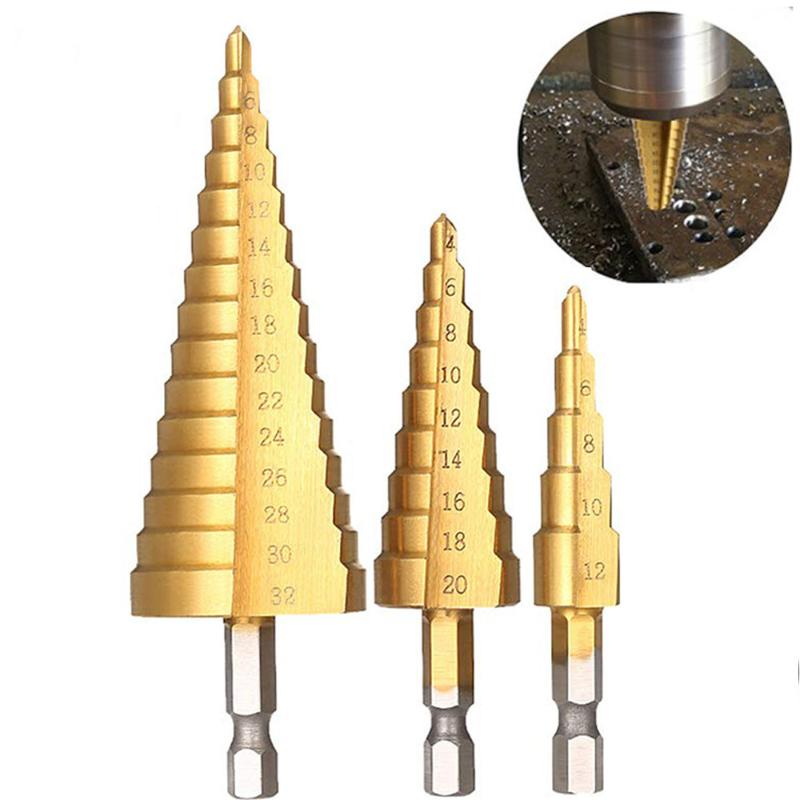 Professional Drill Bits 4Size HSS Titanium Coated Step Bit Drilling Power Tools For Metal High Speed Steel Wood Hole Cutter Cone
Professional Drill Bits 4Size HSS Titanium Coated Step Bit Drilling Power Tools For Metal High Speed Steel Wood Hole Cutter Cone